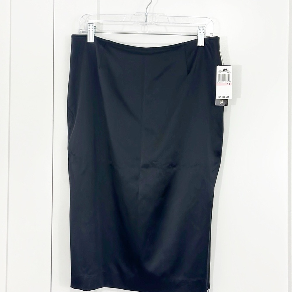 New Dina Bar-El Nordstrom Vintage 90s Size 10 Black Silk Pencil Skirt